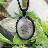 Banded Onyx Macramé Pendant Necklace