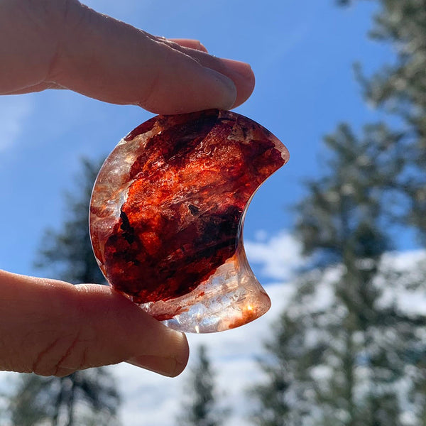 FREE GIVEAWAY!  Fire Quartz Crescent Moon Shape (Just Pay Cost of Shipping)