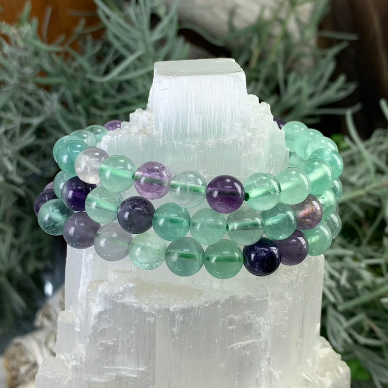 Mala Fluorite Bracelet With Velvet Pouch