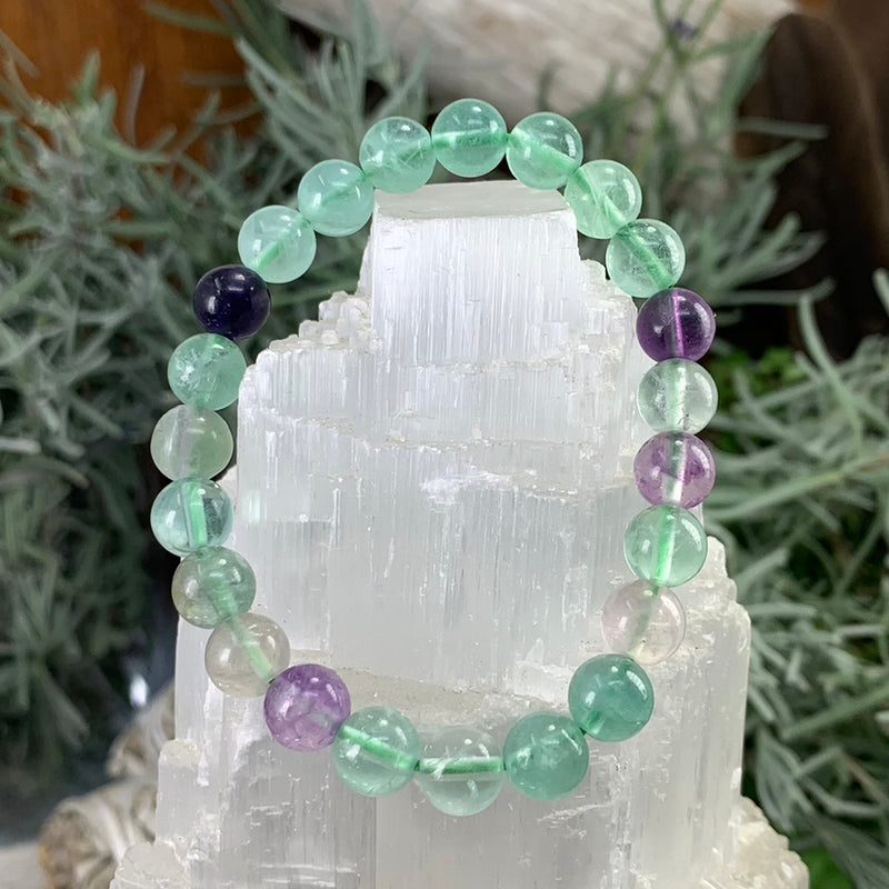 Pulsera Mala Fluorita Con Bolsa De Terciopelo