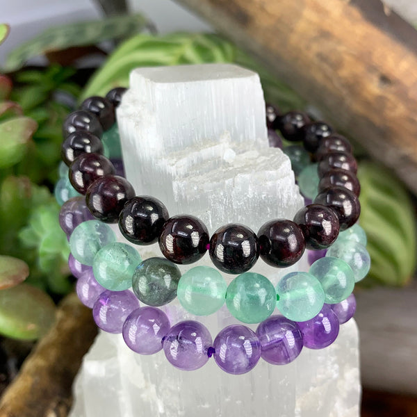 Clarity & Calm 3-PC Crystal Mala Bracelet Set