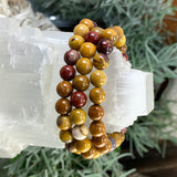 Bracelet Mala Doré Mookaite Jasper Avec Pochette En Velours