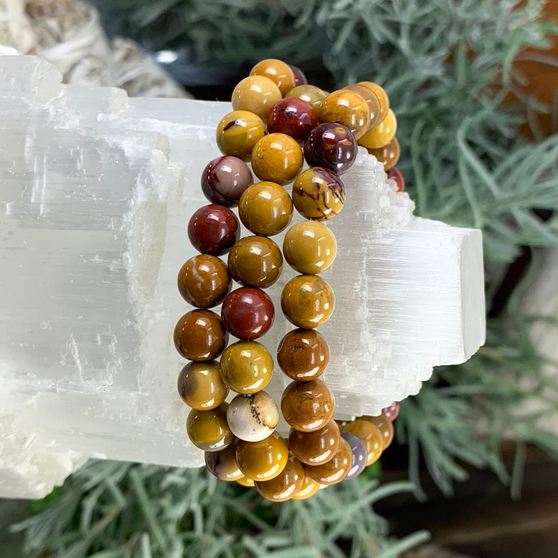 Pulseira Mala Golden Mookaite Jasper com bolsa de veludo