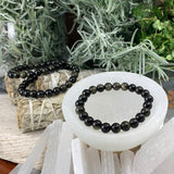 Bracelet Mala Obsidienne Dorée Avec Pochette