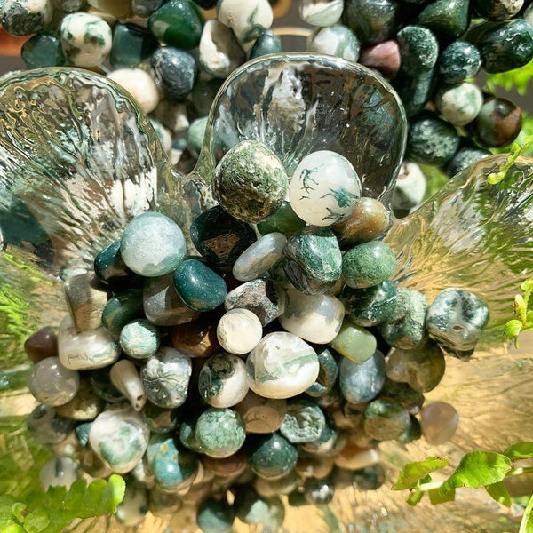 WORKING ON Green Picture Agate Pebble Gemstones - tumbledstone