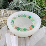 Bracelet Mala en agate cerise verte avec pochette en velours