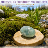 Elipse caída de fluorita multicolorida