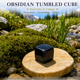 Obsidiaan getrommelde kubus