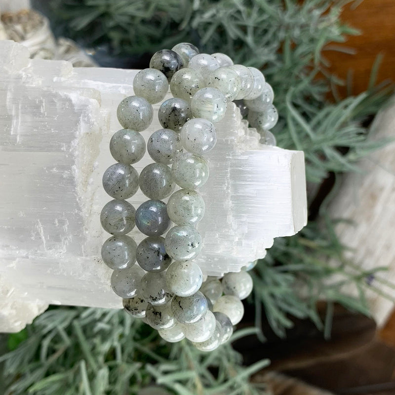 Pulsera Mala Labradorita Con Bolsa De Terciopelo