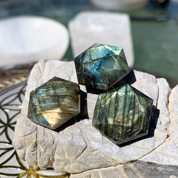Labradorite Sacred Geometry Faceted Crystal