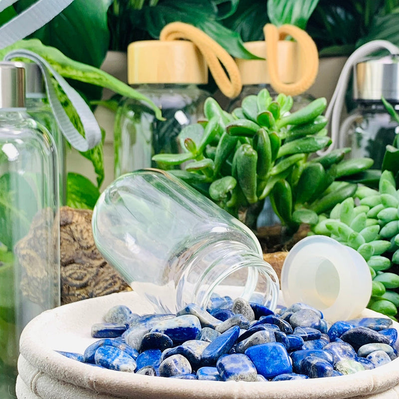 WWW - PRICING -Lapis Lazuli Mini Gemstones Pod Crystal Water Bottle - water