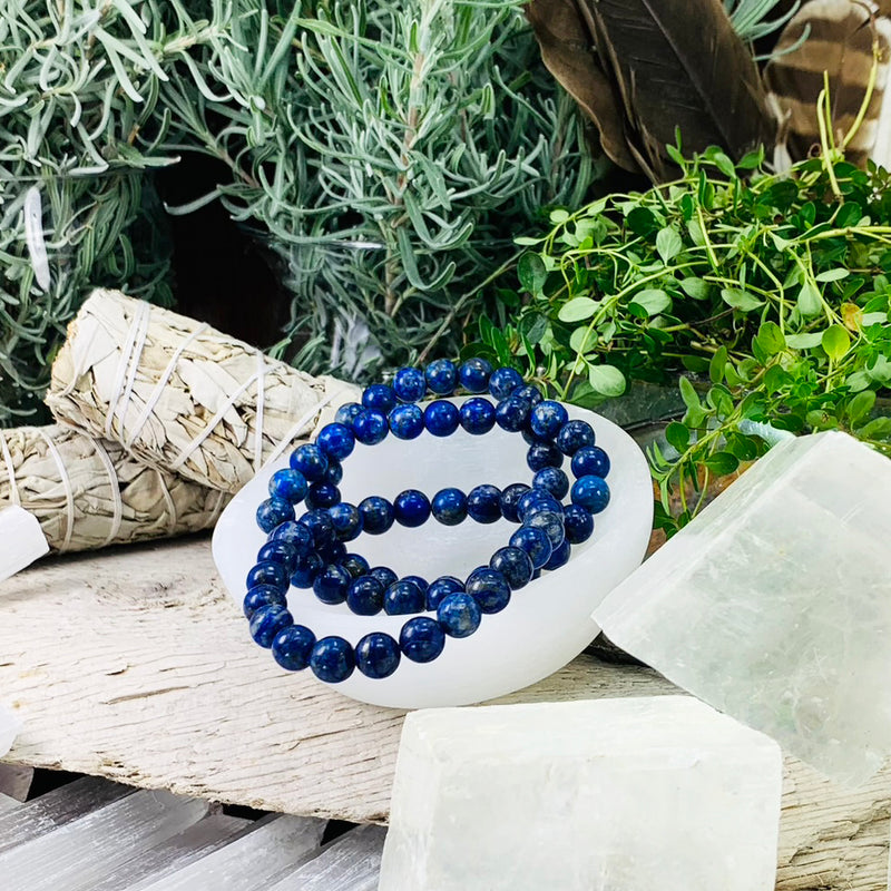Mala Lapis Lazuli armbånd med fløjlspose