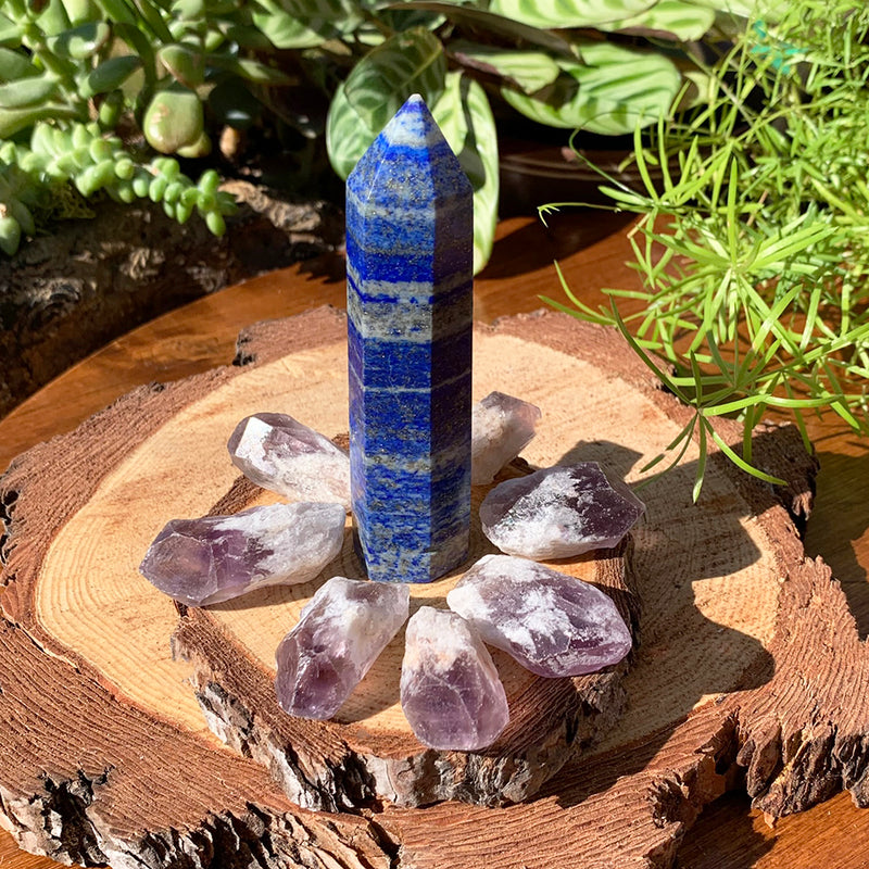 8-teiliges Set aus Lapislazuli und Amethyst