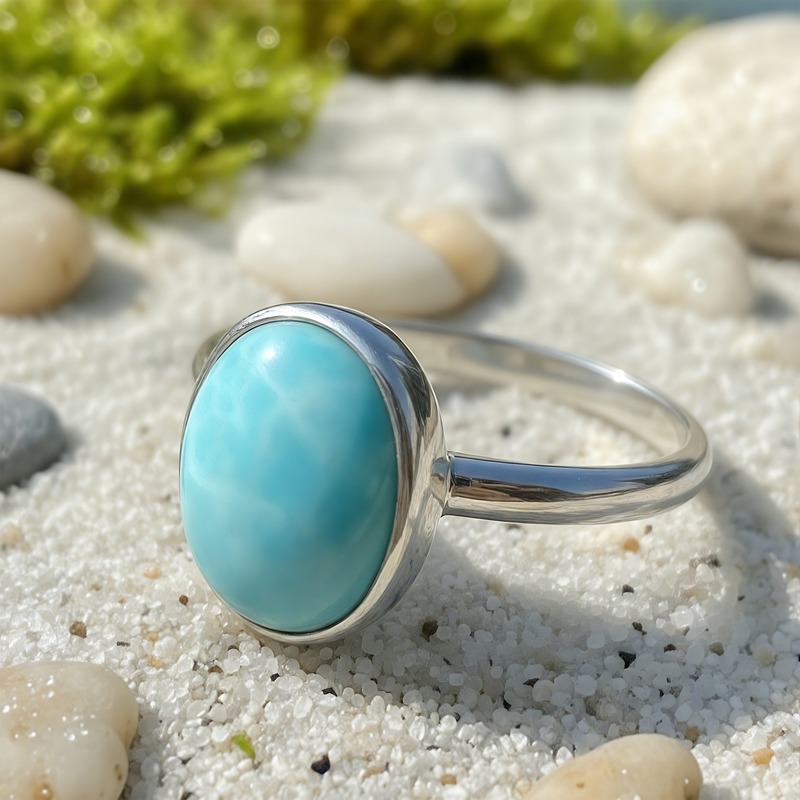 Larimar Classic Oval Silver Ring