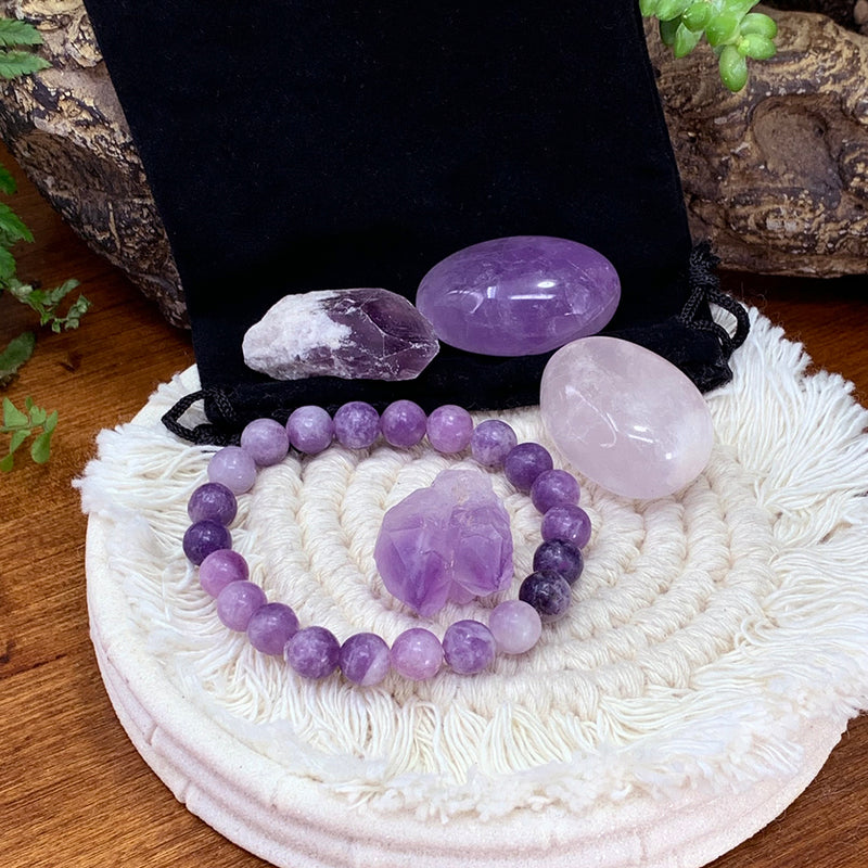 Ensemble de pochettes Unity pour bracelet Mala en lépidolite