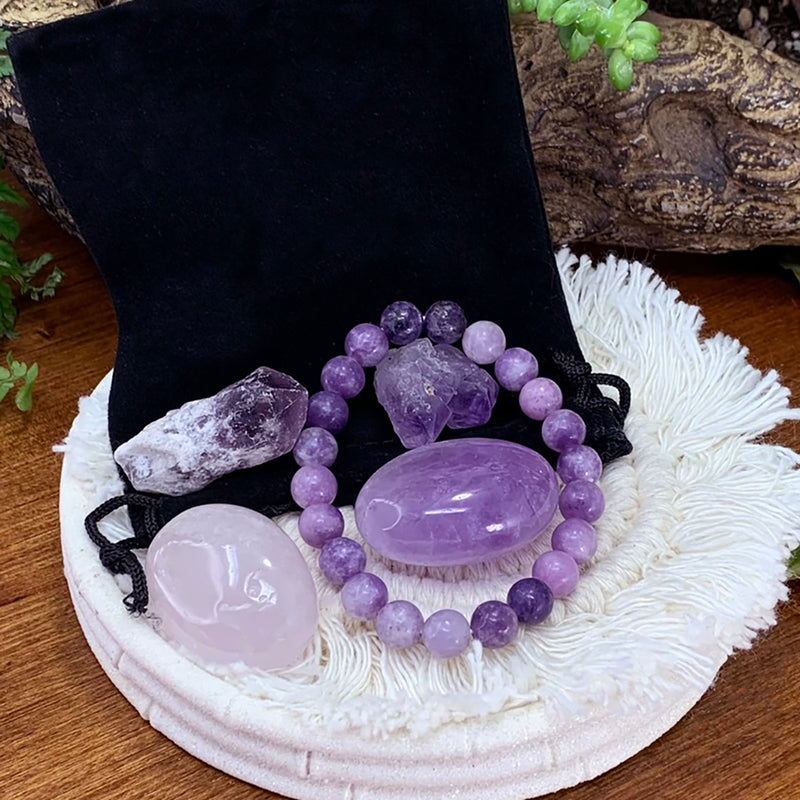 Lepidolite Mala armbånd Unity Pouch Sæt