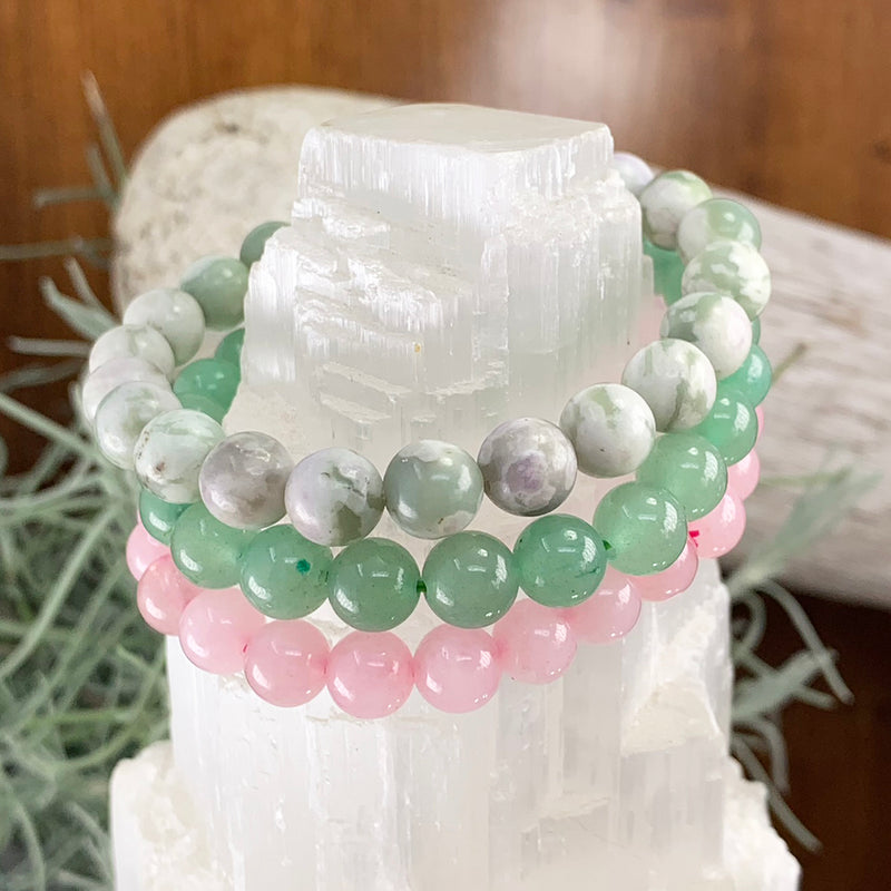 Conjunto de pulseira Mala de cristal Heart Harmony 3 peças