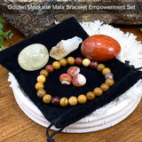 Gouden Mookaite Mala armband Empowerment zakje set