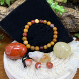 Gouden Mookaite Mala armband Empowerment zakje set