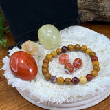 Gouden Mookaite Mala armband Empowerment zakje set