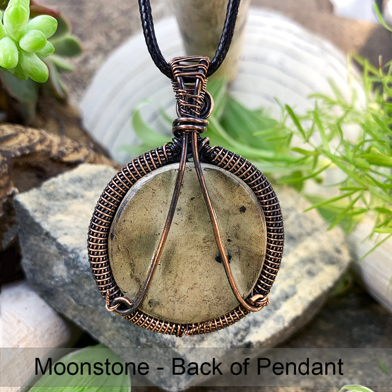 Luna Moonstone Copper Wire Pendant Necklace