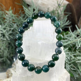 Bracelet Mala Moss Agate avec pochette en velours