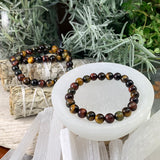 Mala Multicolor Tiger's Eye Bracelet With Velvet Pouch