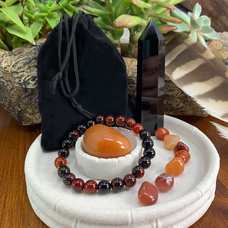 Conjunto de pulsera Mala y cristal de puesta a tierra 🙏