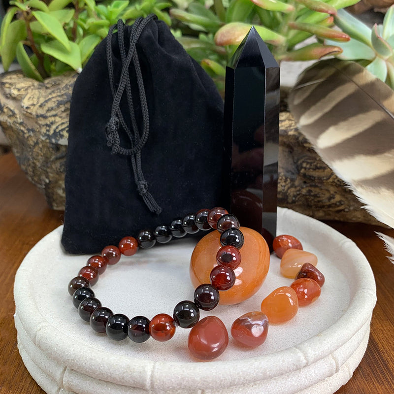Conjunto de pulsera Mala y cristal de puesta a tierra 🙏