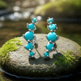 Blue Howlite & Silver Cuff Earrings