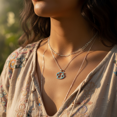 ♋ Cancer Opal Zodiac Necklace – June 21 to July 22