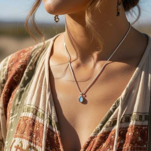 Z ARRON DESIGN Serenity Moonstone koperdraad hanger ketting