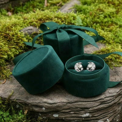 Moonstone & Silver Celestial Stud Earrings