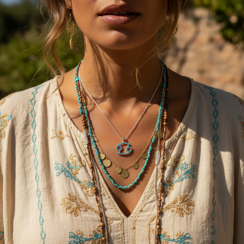 ♋ Cancer Opal Zodiac Necklace – June 21 to July 22