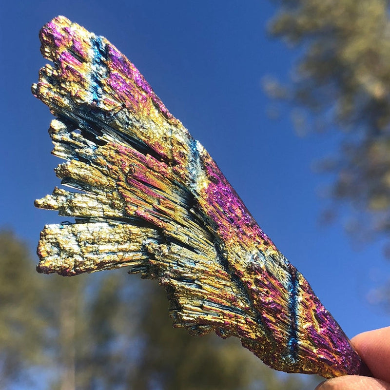 WORKING ON Rainbow Peacock Kyanite Fan - rawstone