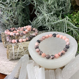 Mala Rode Zebra Jasper Armband met fluwelen zakje