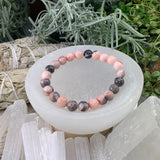 Mala Rode Zebra Jasper Armband met fluwelen zakje