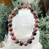 Bracciale Mala in rodonite con custodia in velluto