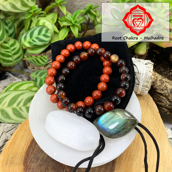 Wurzelchakra-Mala-Armband-Set 🌈