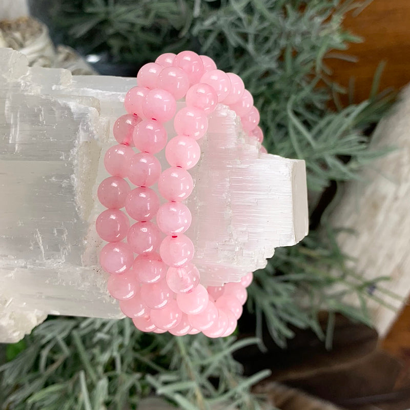 Pulsera Mala De Cuarzo Rosa Con Estuche De Terciopelo
