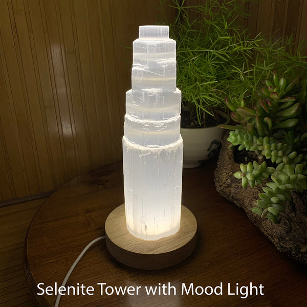 Selenite Crystal Tower Mood Light