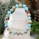 Pulseira Mala Azure Variscite com bolsa de veludo