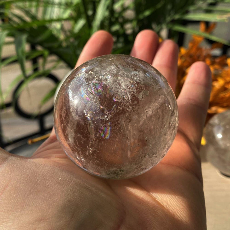 Lumière d'ambiance en cristal (sphère de quartz fumé-moyenne)