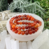 Mala Striped Red Agate Bracelet With Velvet Pouch