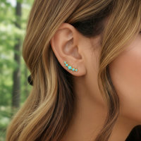 Blue Howlite & Gold Cuff Earrings